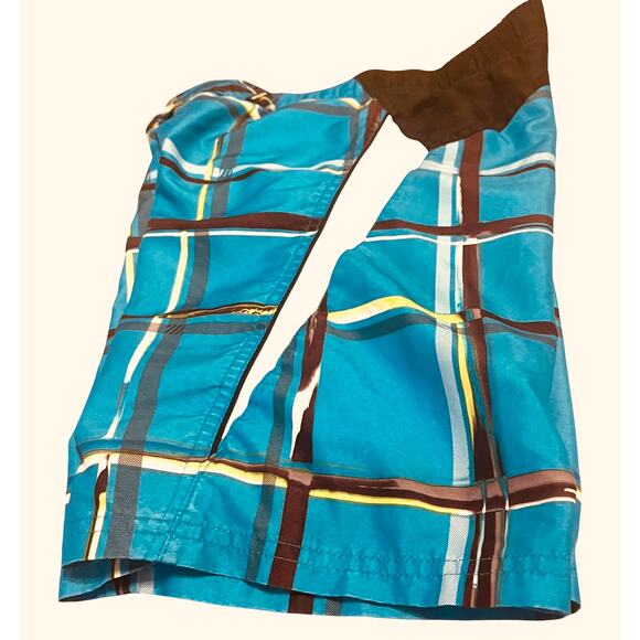 ZEROXPOSUR HI-RISE OUTER DRAWCORD SWIM TRUNKS, YOUTH, M 10/12, BLUE-YELLOW WHITE - Picture 7 of 11